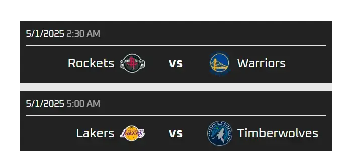 Dark style NBA matches Sports widget