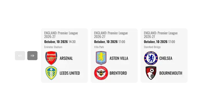 English Premier League match slider widget English Premier League match slider widget