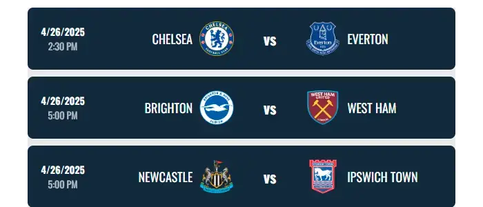 Dark style English Premier League matches Sports widget